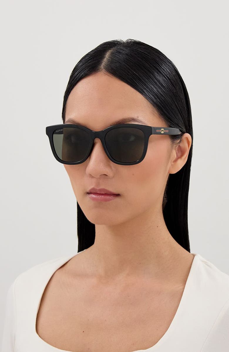 Gucci 55mm Panthos Sunglasses, Alternate, color, Black