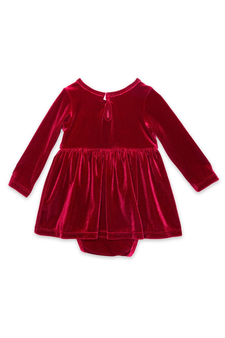 Embroidered Velvet Holiday Bubble Romper, Alternate, color, Burgundy