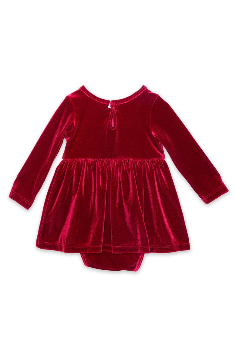 WORTHY THREADS Embroidered Velvet Holiday Bubble Romper, Alternate, color, Burgundy