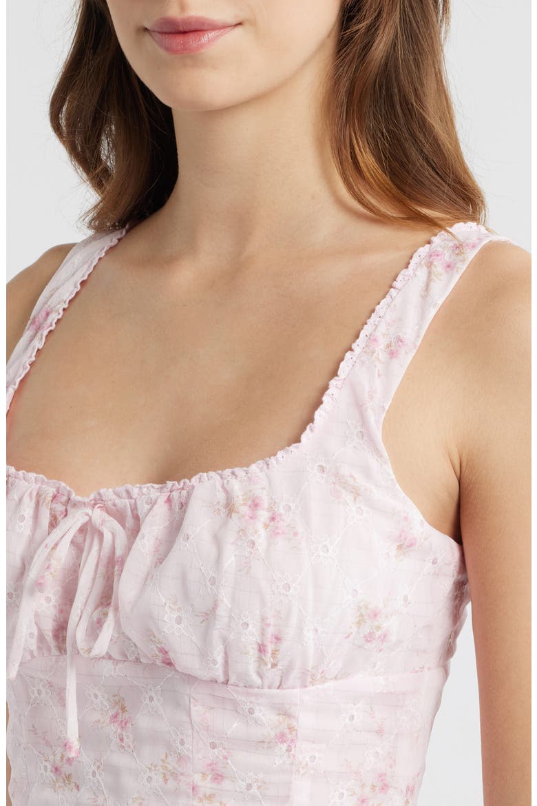 Floral Shirred Crop Top, Alternate, color, PINK DITSY