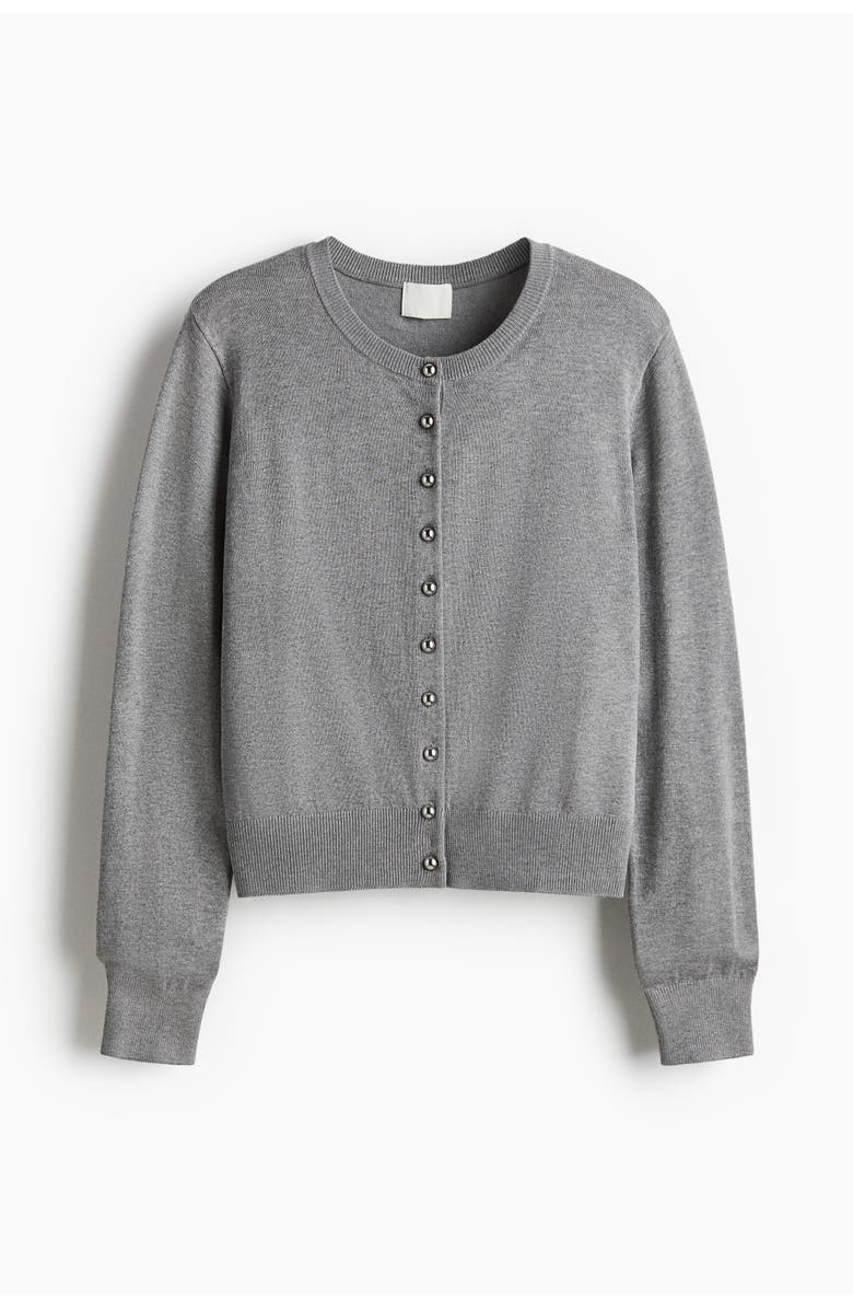 H&M Knitted Cardigan, Main, color, Gray Melange