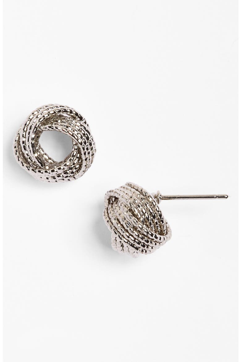 Knot Stud Earrings, Main, color, SILVER