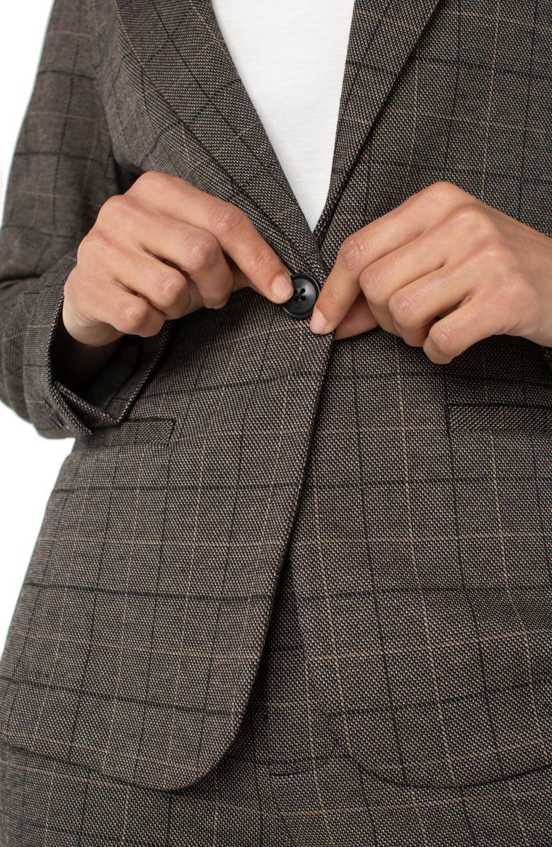 Liverpool Los Angeles Fitted One-Button Plaid Blazer, Alternate, color, Cedar/ Black Windowpane Plaid