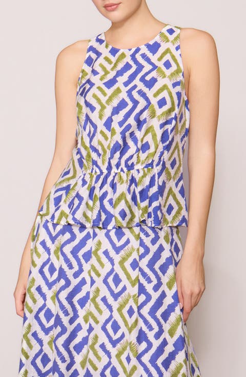 Geo Print Faux Peplum Tank