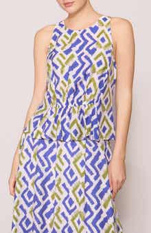 Geo Print Faux Peplum Tank