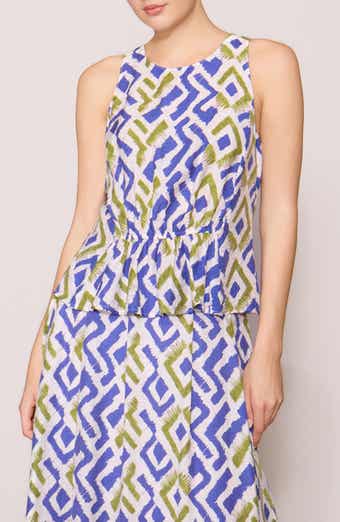 MELLODAY Geo Print Faux Peplum Tank