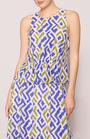 MELLODAY Geo Print Faux Peplum Tank