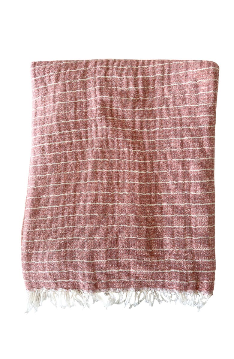 Anaya Desert Striped Turkish Cotton Crinkled Throw, Main, color, Red