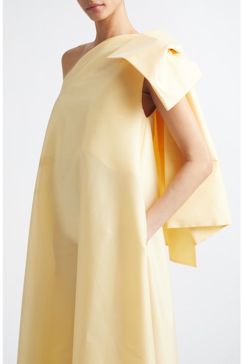 Winnette Bow Detail One-Shoulder Satin Dress, Alternate, color, SOFT YELLOW