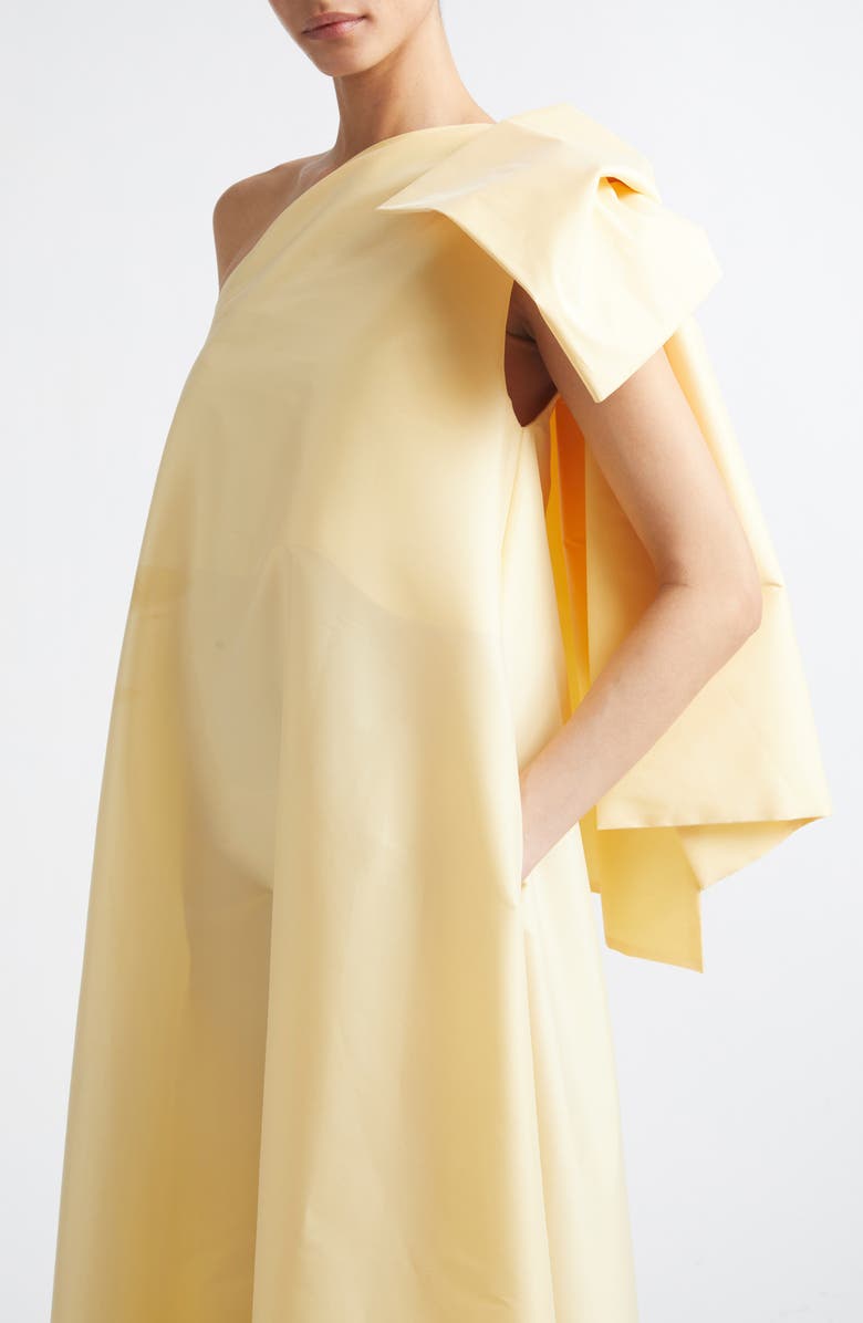 BERNADETTE Winnette Bow Detail One-Shoulder Satin Dress, Alternate, color, Soft Yellow