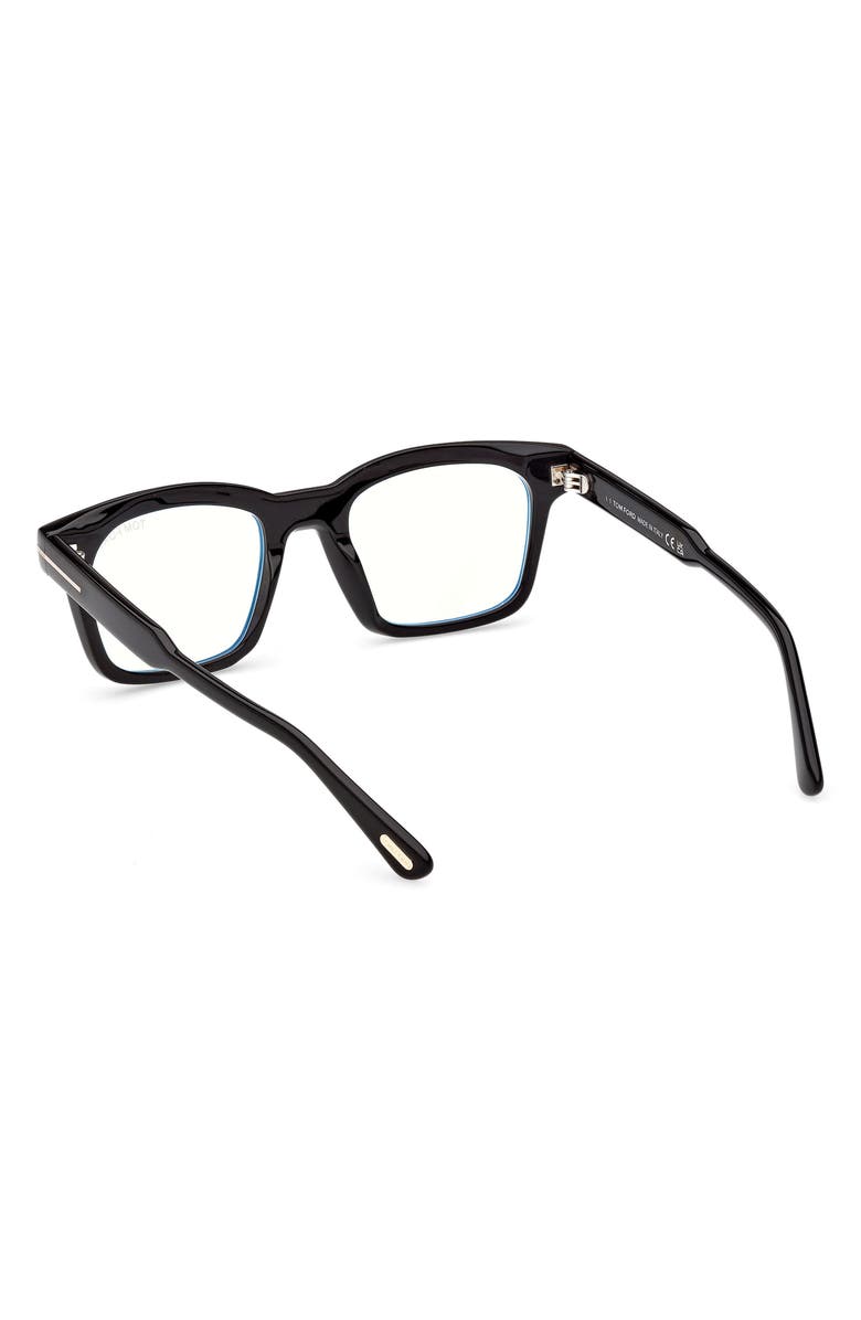 TOM FORD 51mm Square Optical Glasses, Alternate, color, Shiny Black / T Logo