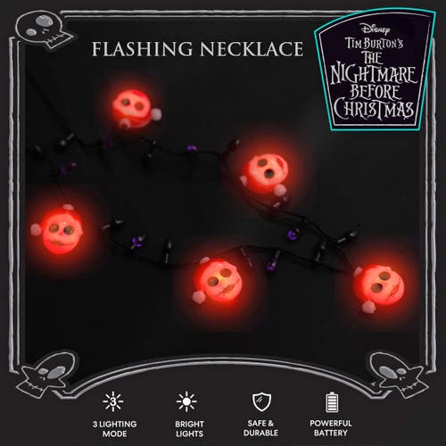Disney The Nightmare Before Christmas Light Up Necklace, 30-inch In Black