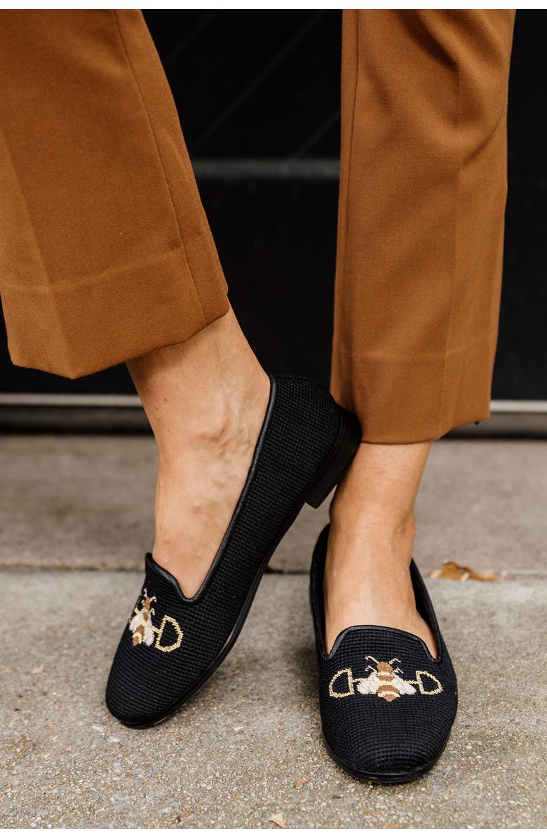 ByPaige Needlepoint Bee Flat, Alternate, color, Black