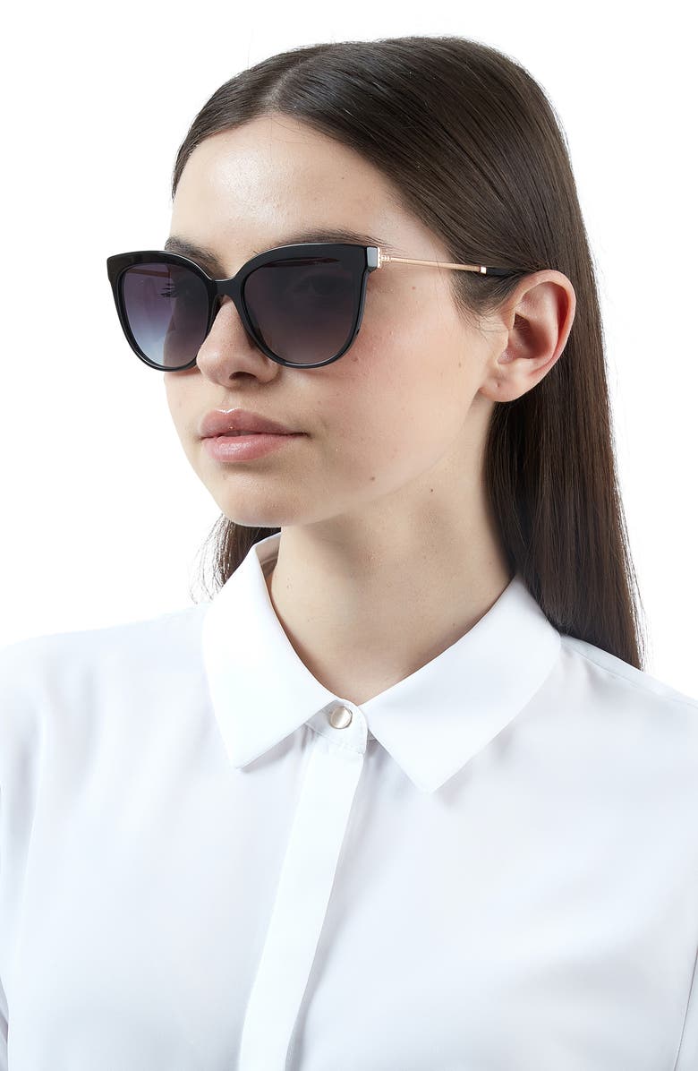 Tiffany & Co. 55mm Gradient Cat Eye Sunglasses, Alternate, color, Black/ Grey Gradient