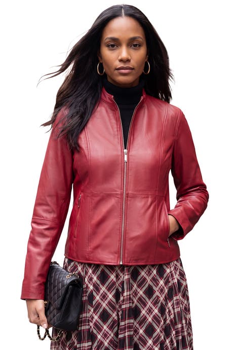 Zip Front Leather Jacket
