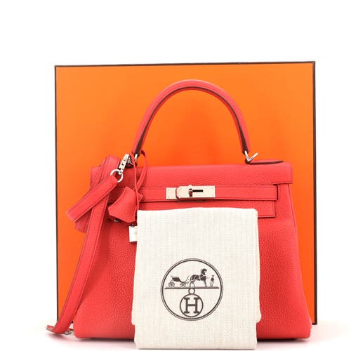 Pre-owned Hermes Hermes Kelly Handbag Pink Togo With Palladium Hardware 28 In Purple