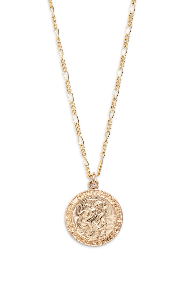 Saint Christopher Pendant Necklace, Main, color, GOLD FILL