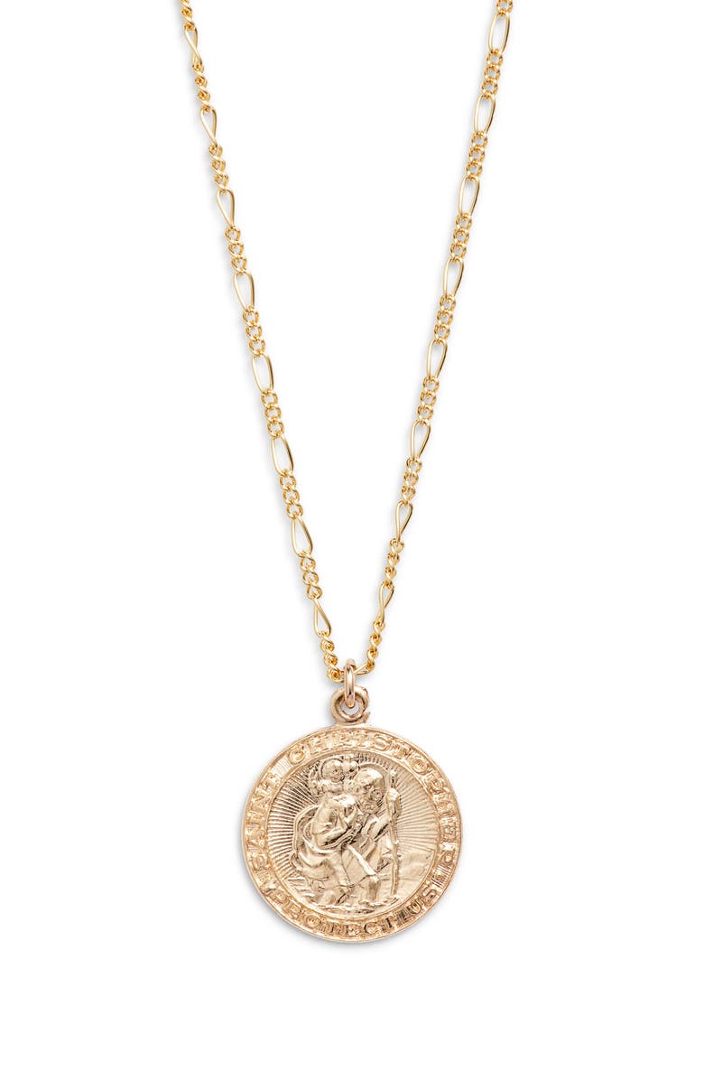 Nashelle Saint Christopher Pendant Necklace, Main, color, Gold Fill