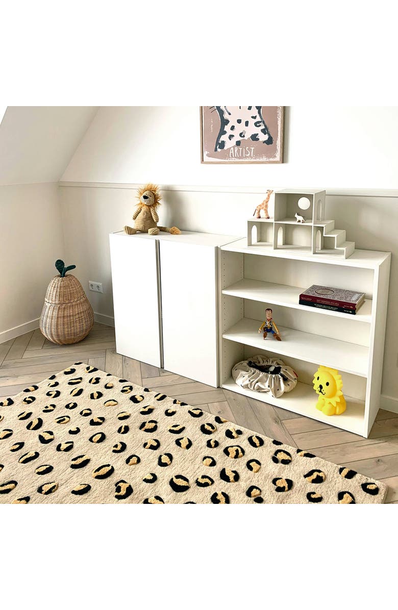 Maison Deux Leopard Rug, Alternate, color, Beige / Brown And Black Print