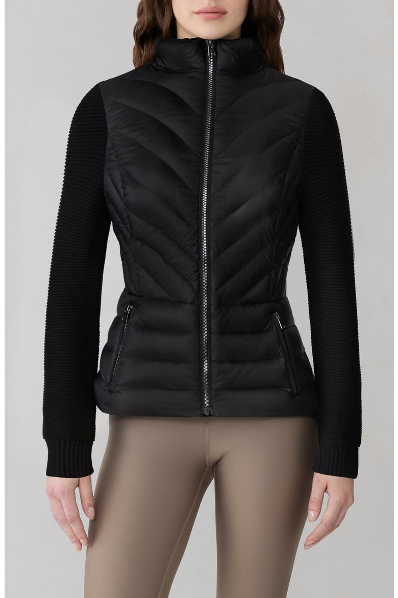 Bexley Mixed Media 700 Fill Power Down Puffer Jacket, Main, color, BLACK