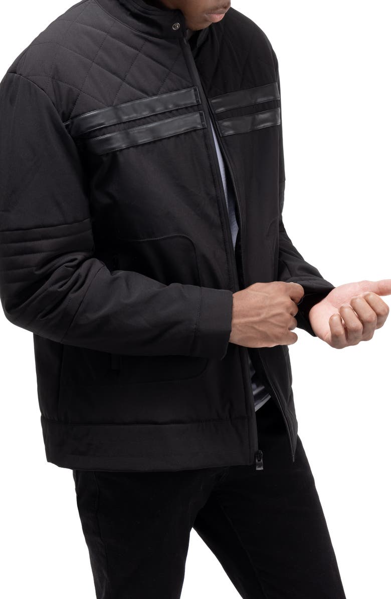 XRAY Faux Fur Lined Quilted Moto Jacket, Alternate, color, Black