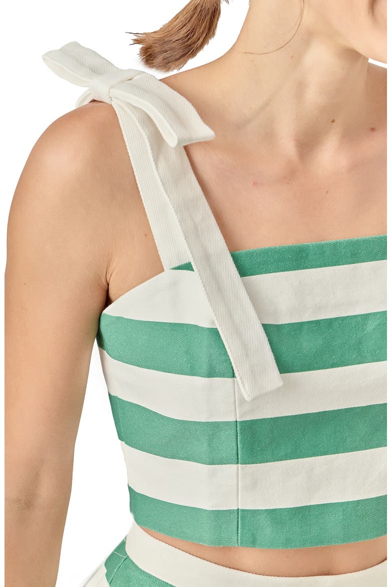Bold Stripe Tie Strap Crop Tank, Alternate, color, GREEN/ WHITE