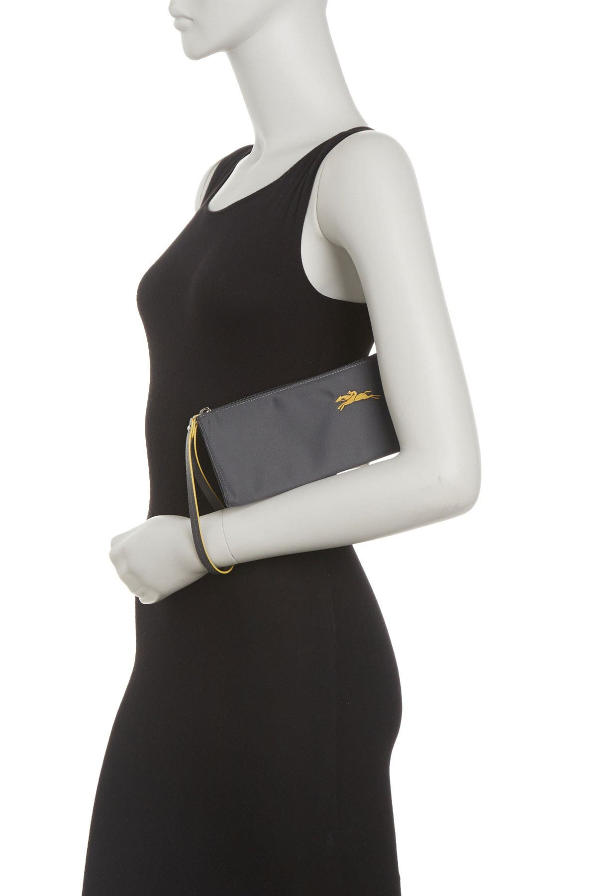 Longchamp Le Pliage Club Flat Wristlet, Alternate, color, Gun Metal