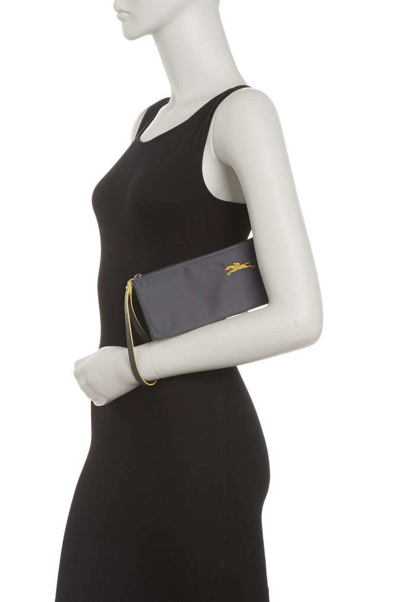 Le Pliage Club Flat Wristlet, Alternate, color, GUN METAL