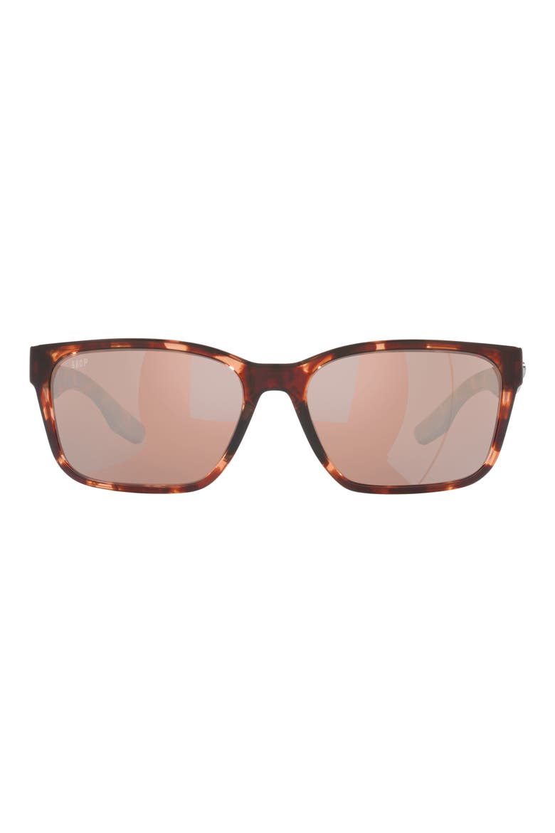 Palmas 57mm Polarized Rectangular Sunglasses, Main, color, COPPER