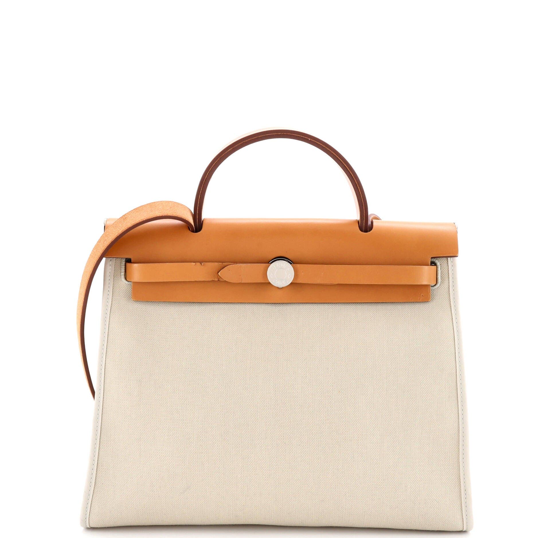 Pre-Owned Hermes Herbag Zip Leather and Toile 31, Main, color, 