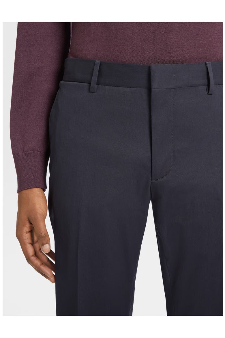 Flat Front Stretch Cotton Gabardine Trousers, Alternate, color, NAVY