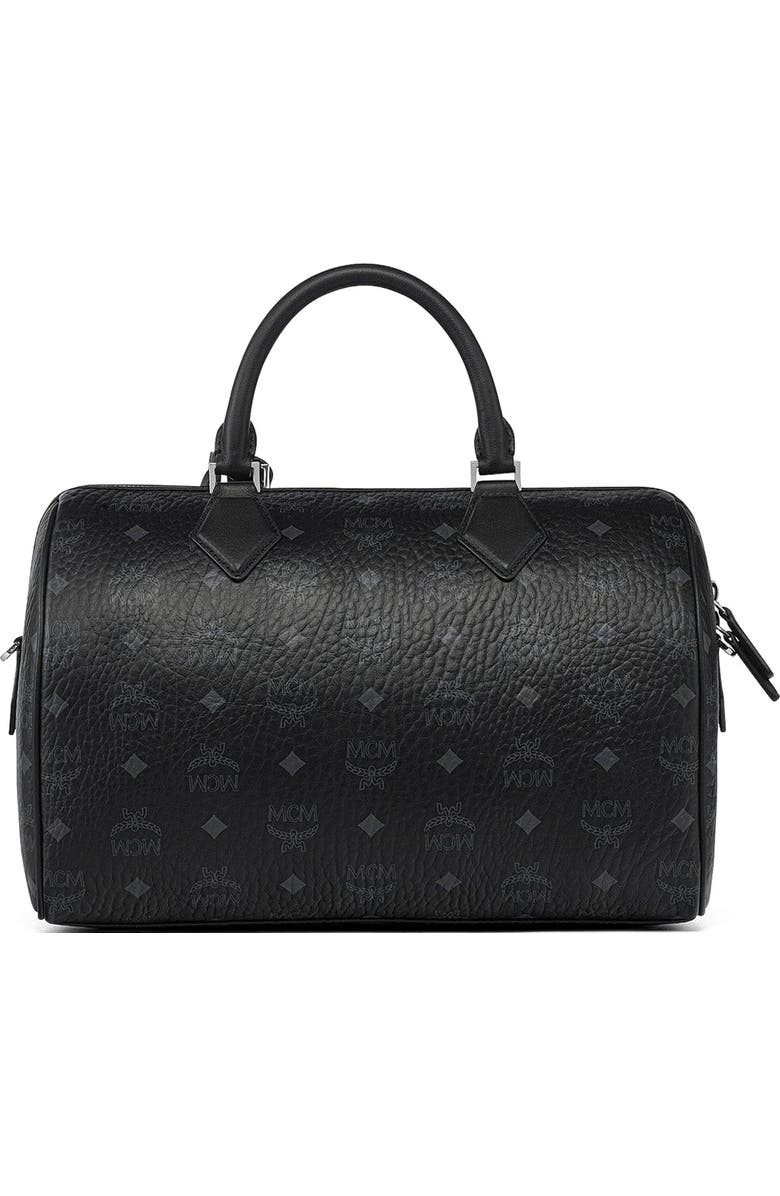 MCM Medium Ella Boston Bag in Visetos, Alternate, color, Black