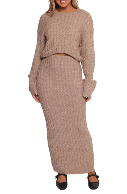 Reid Cable Knit Crop Sweater & Maxi Skirt Set