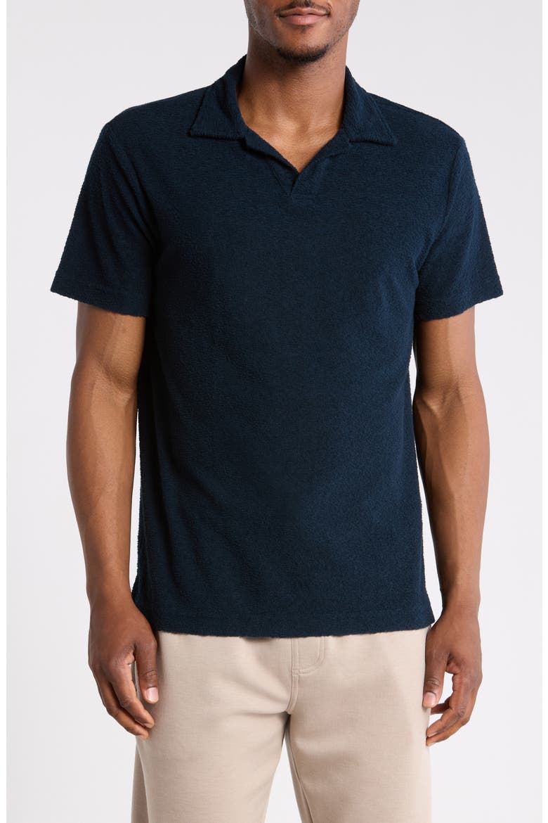 Johnny Collar Cotton Terry Cloth Polo, Main, color, NAVY