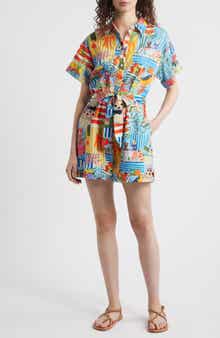 FRNCH Clemire Print Tie Waist Romper