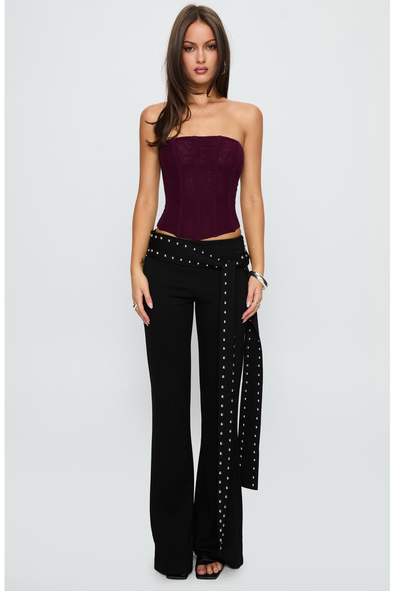 Oscuro Mesh Corset Top, Alternate, color, CURRANT