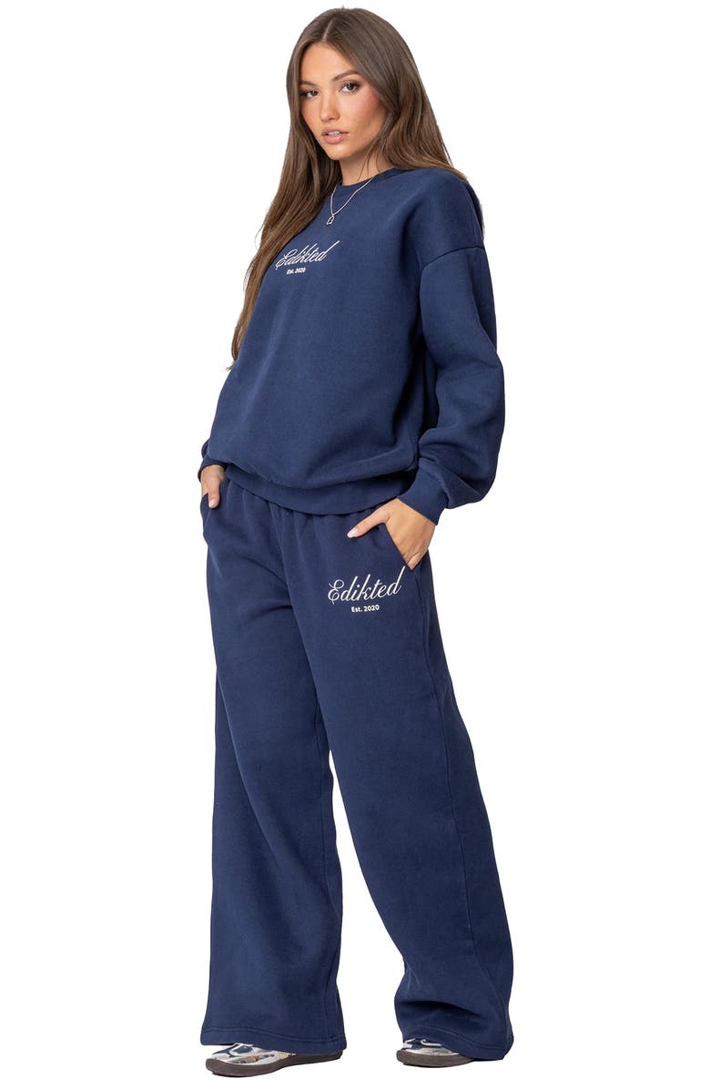 EDIKTED Get Edikted Relaxed Fit Cotton Blend Sweatpants, Alternate, color, Navy