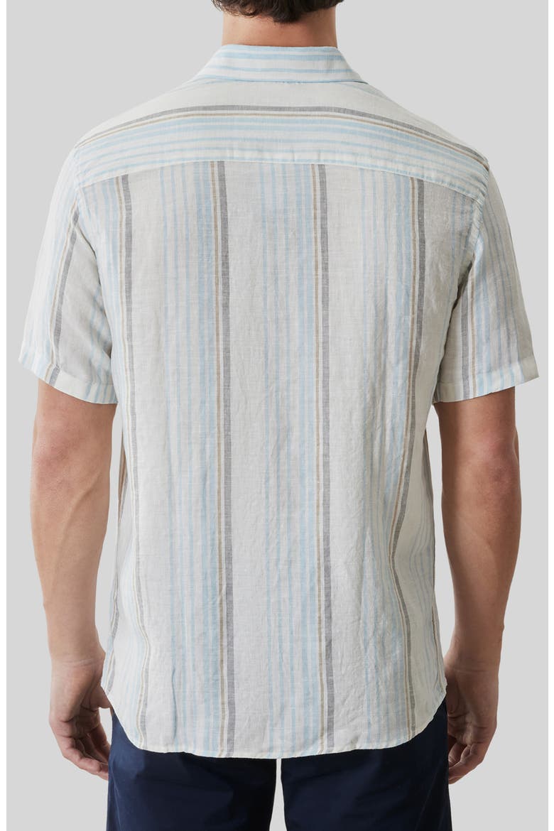 Thayer Stripe Short Sleeve Linen Button-Up Shirt, Alternate, color, FRESH BLUE