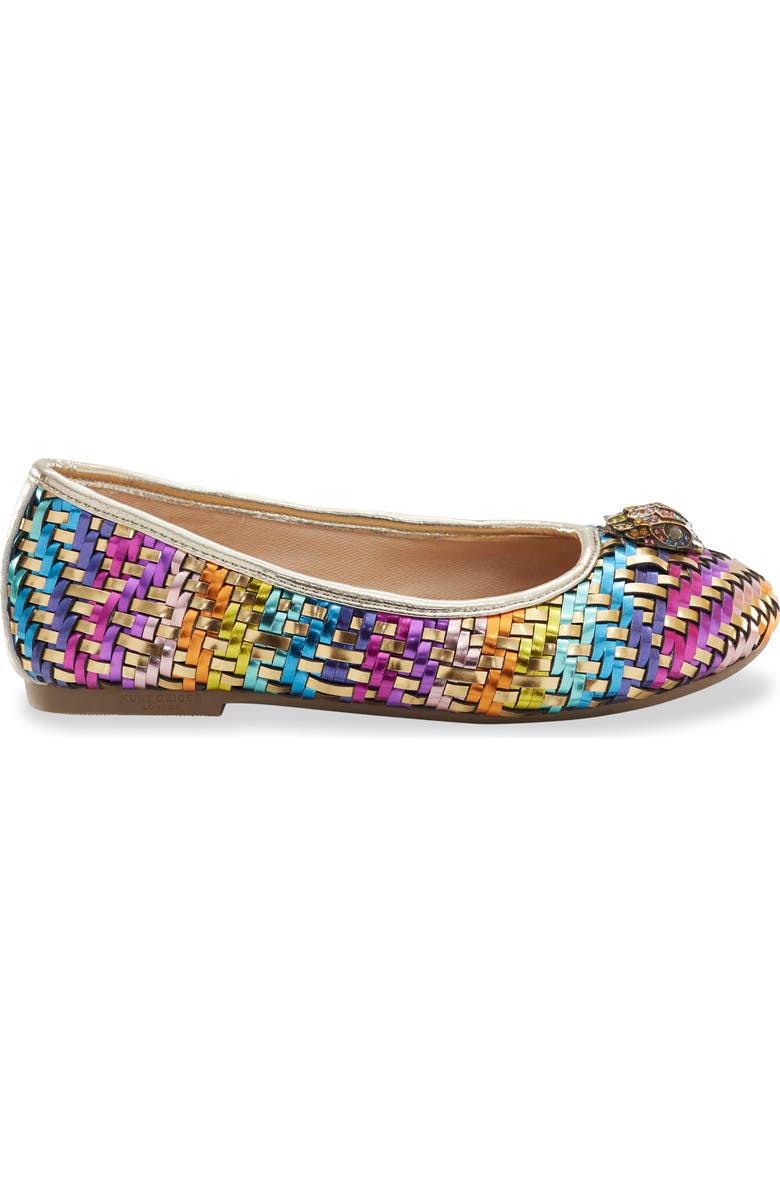Kurt Geiger London Kids' Mini Eagle Ballerina Flat, Alternate, color, Gold Multi