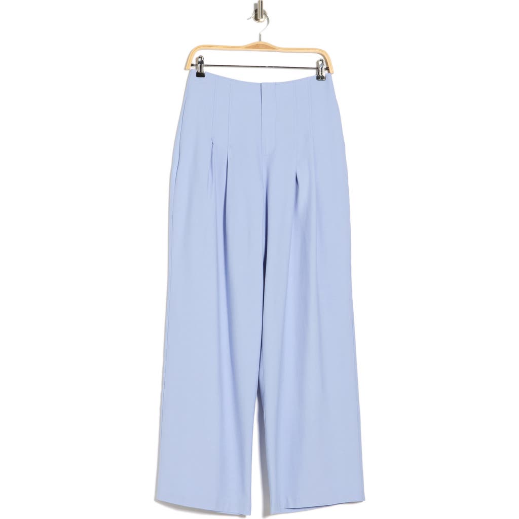 Wayf High Rise Pleated Wide Leg Pants In Blue
