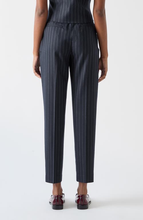 Lk Bennett Bella Pinstripe Pants In Navy