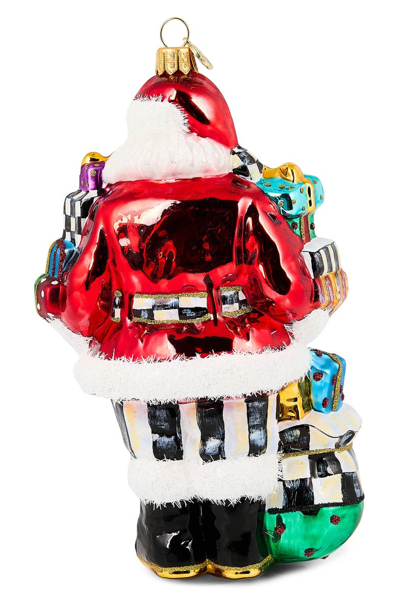 Santa with Gifts Glass Ornament, Alternate, color, RED