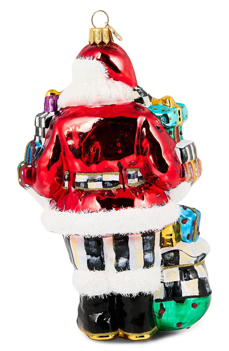 MACKENZIE CHILDS Santa with Gifts Glass Ornament, Alternate, color, Red