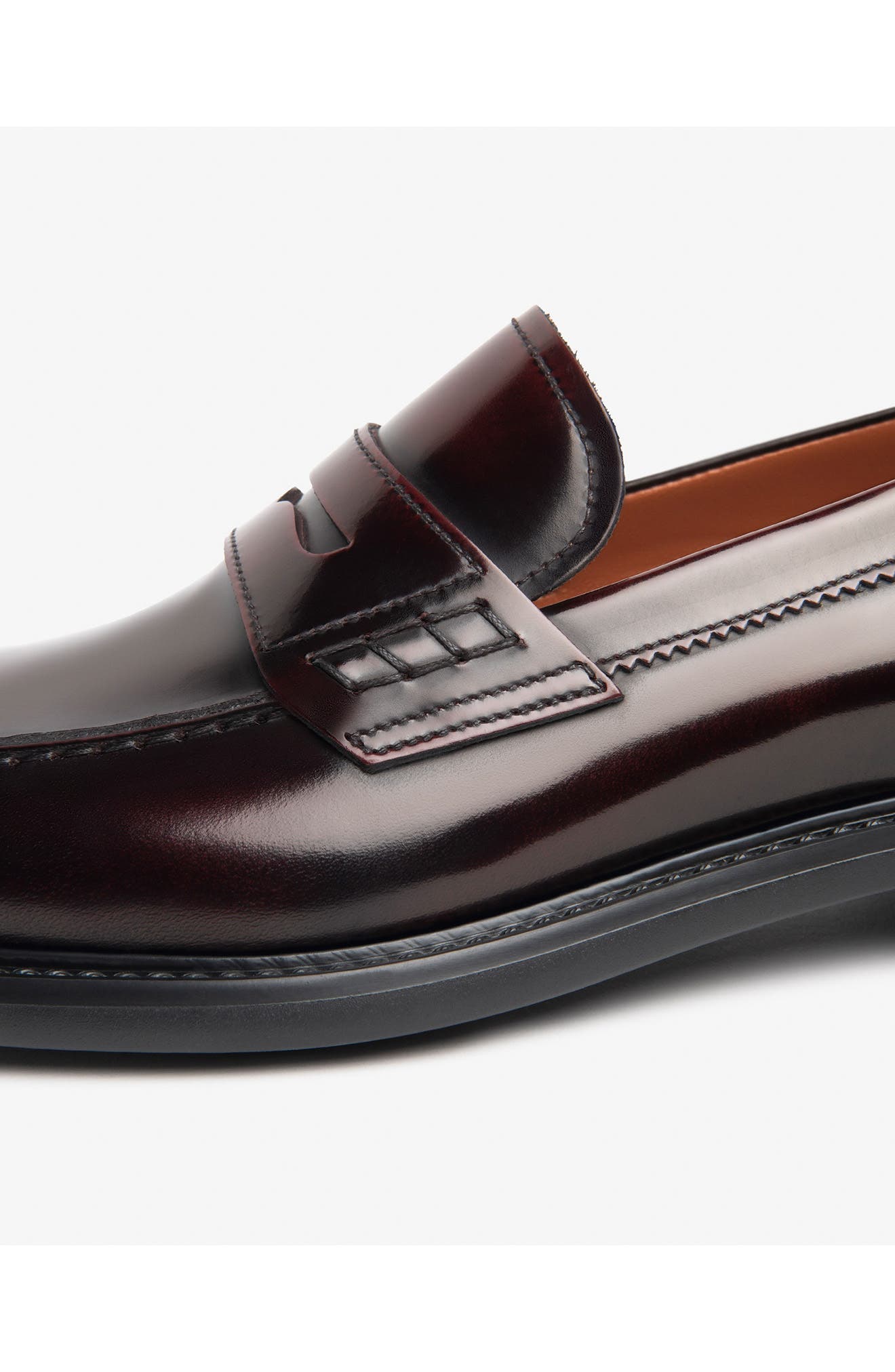 Leather Penny Loafer, Alternate, color, BORDEAUX