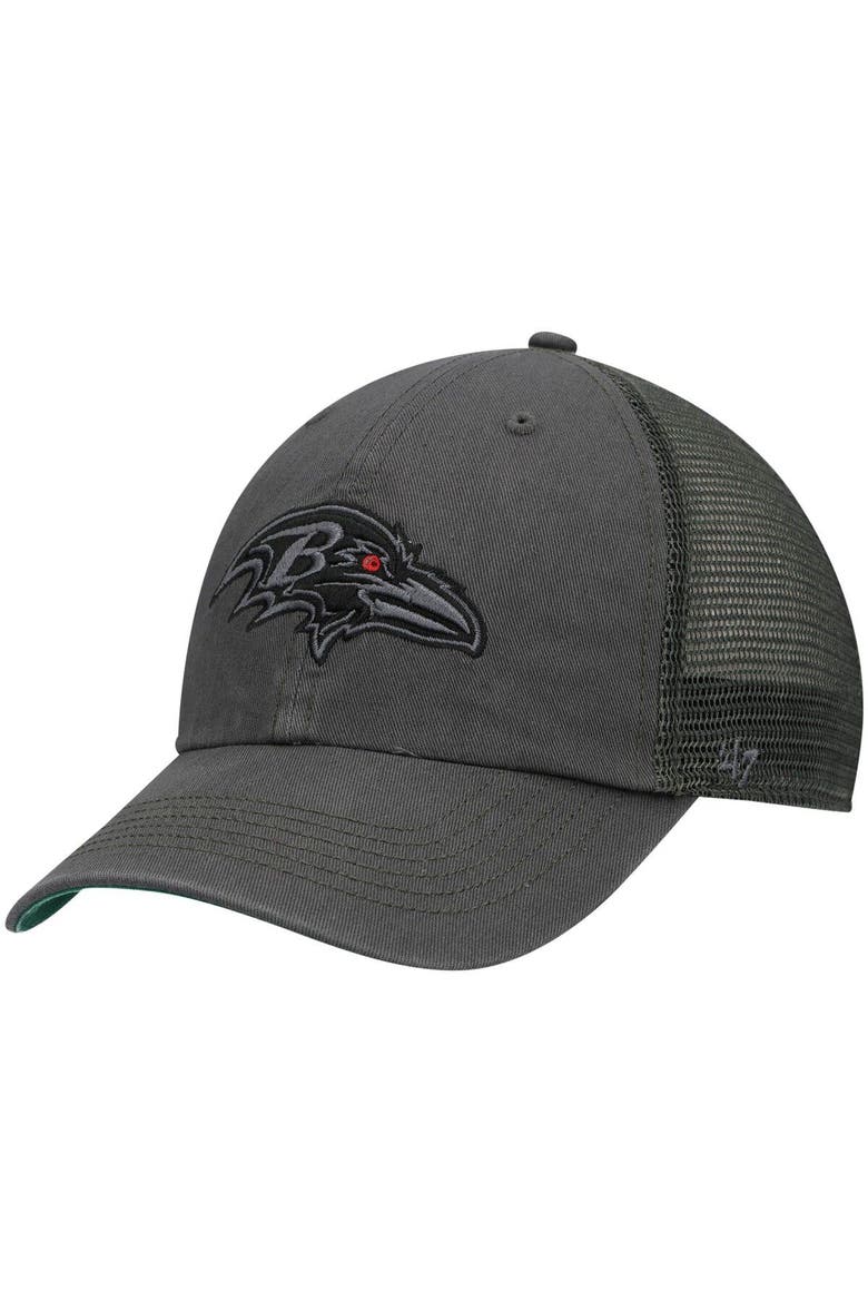 Men's '47 Charcoal Baltimore Ravens Trawler Clean Up Trucker Snapback Hat, Main, color, Charcoal