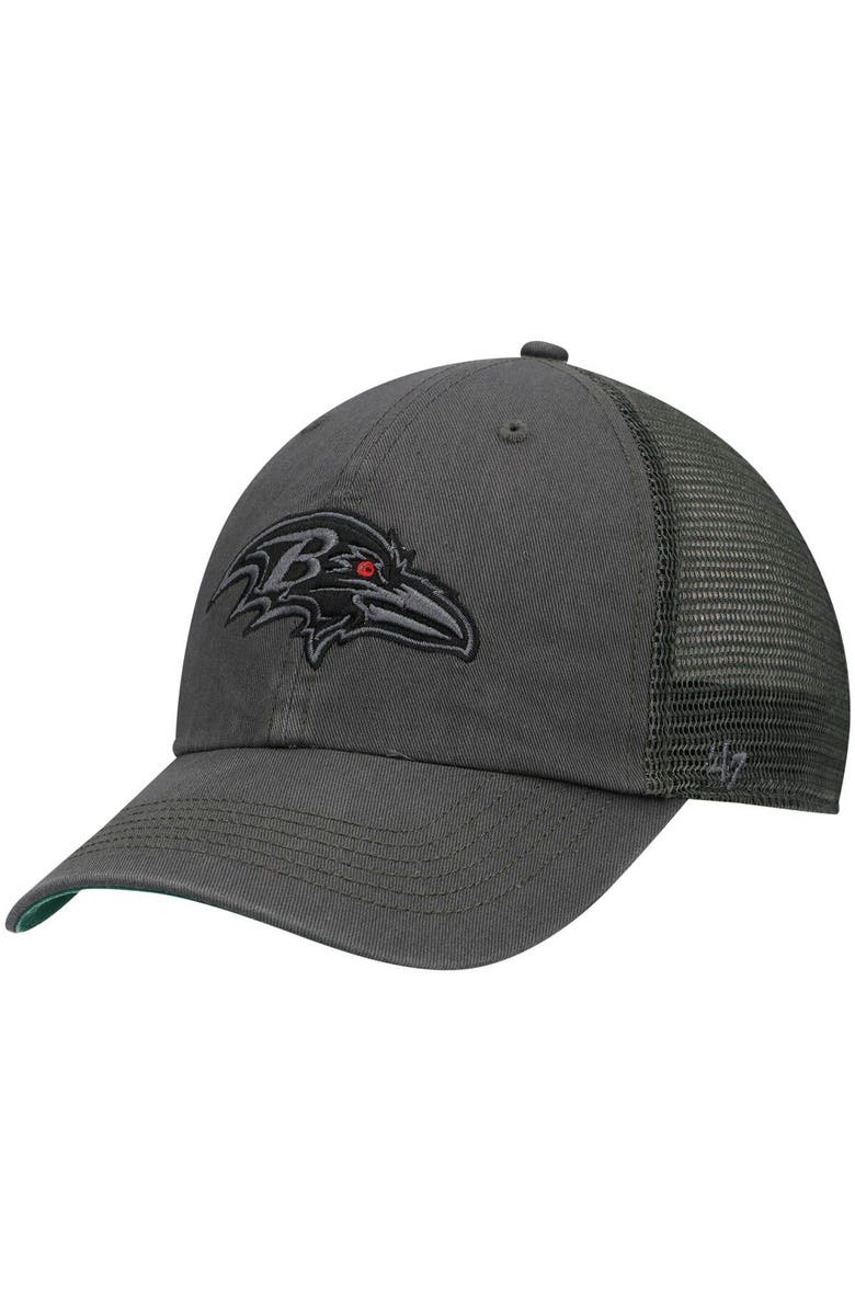 '47 Men's '47 Charcoal Baltimore Ravens Trawler Clean Up Trucker Snapback Hat, Main, color,