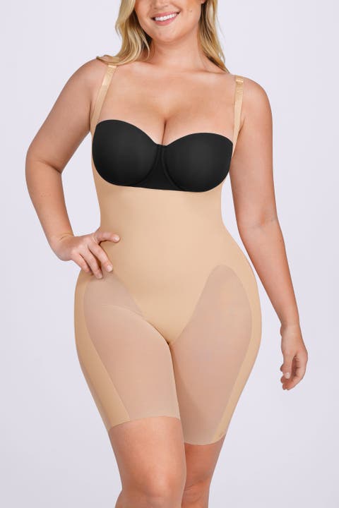 Open Bust Mid-Thigh Shapewear Bodysuit