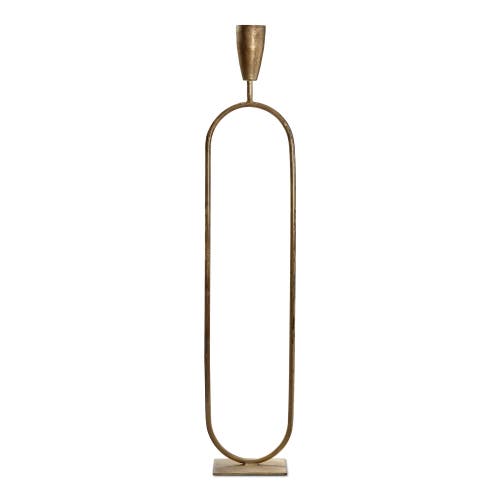 Tag Tall Gold Iron Trumpet Taper Candle Holder For Everyday Use In Gold
