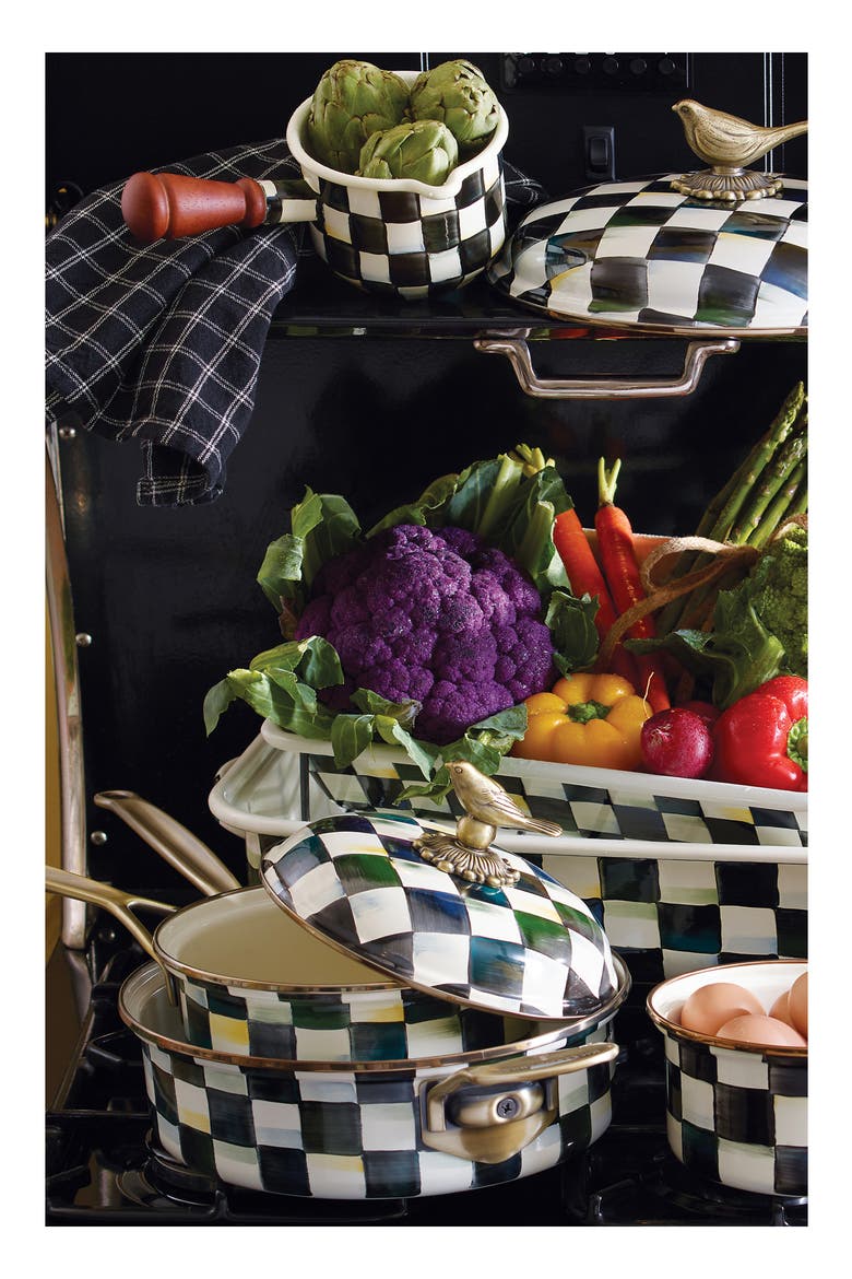 Courtly Check 3-Quart Sautè Pan with Lid, Alternate, color, BLACK/ WHITE