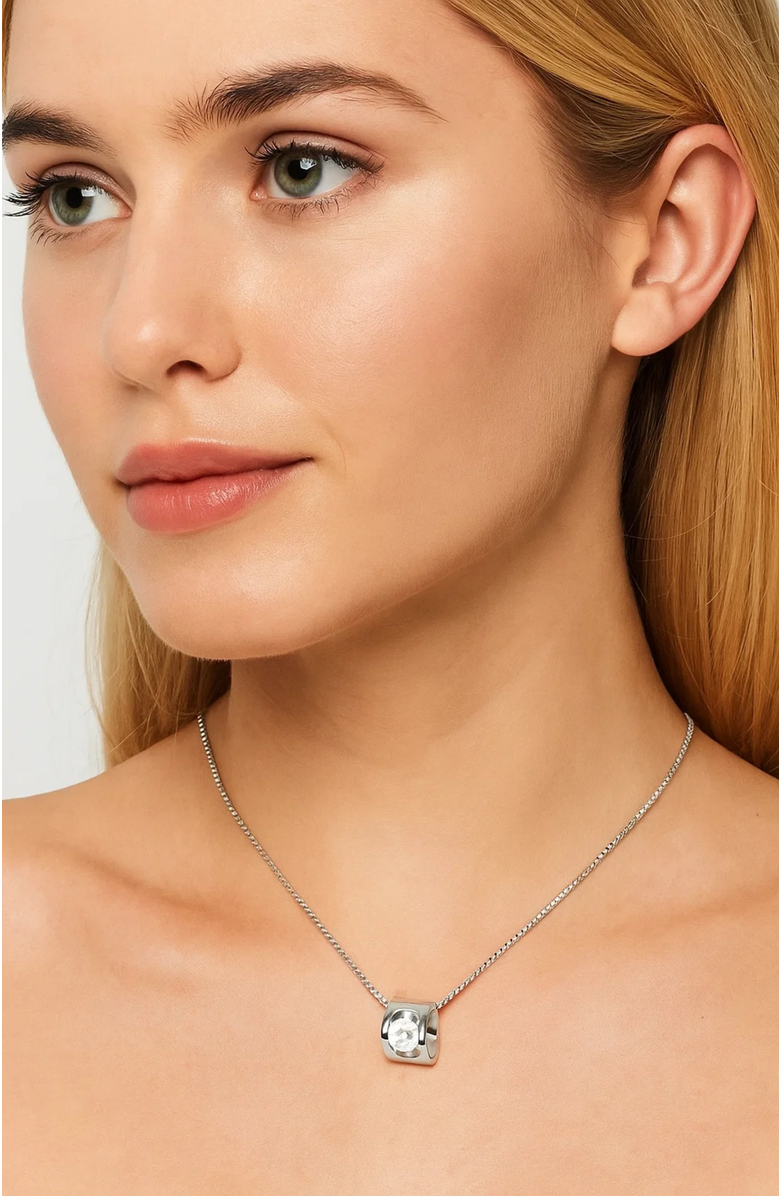 Hollywood Sensation White Gold Cubic Zirconia Heart Pendant Necklace, Alternate, color, Silver